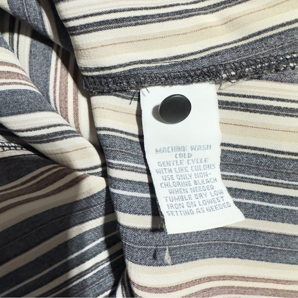 East 5th Petite Large Womens Black and Tan Striped Button Down Long Sleeve Shirt - Picture 4 of 6